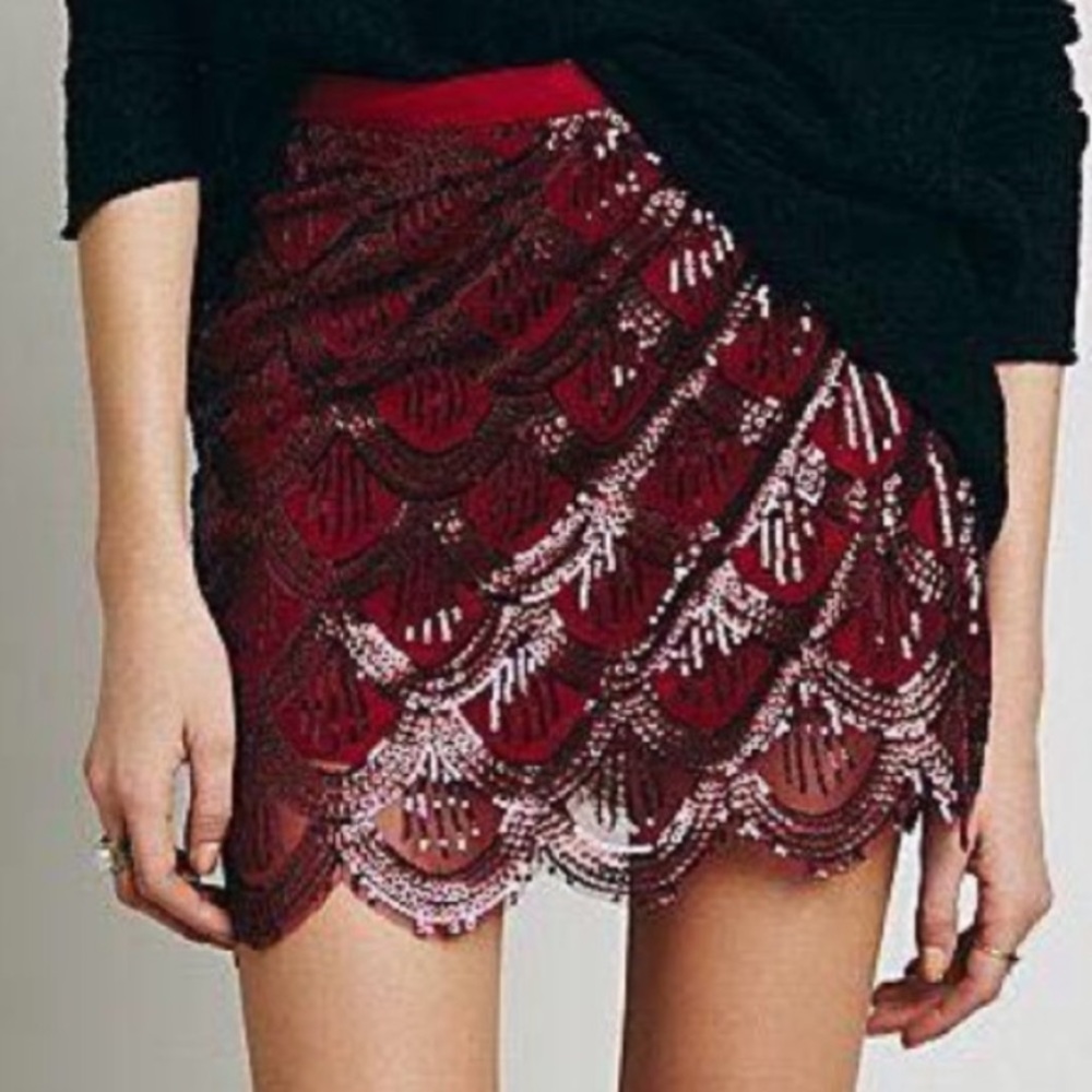 Free People Scalloped Sequin Skirt